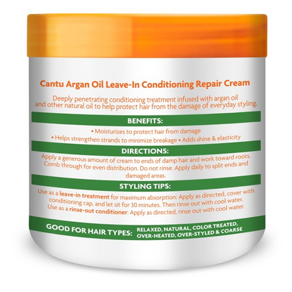 Cantu Shea Butter  Argan Oil Leave-In Conditioning Repair Cream 16oz