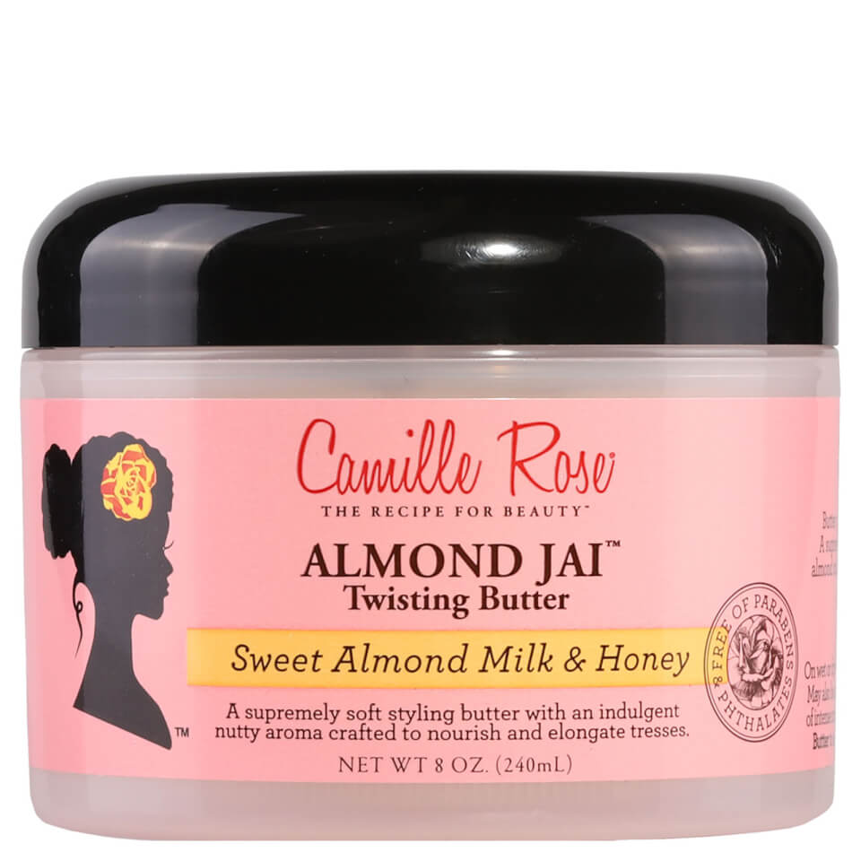 Camille Rose Naturals Almond Jai Twisting Butter is designed to absorb easily into the hair to provide lightweight hydration. Ideal for creating twist-out styles, the butter helps to ensure softness, while minimising the appearance of frizz to create a more defined curl pattern. Formulated with a blend of gourmet ingredients, the deliciously-scented butter helps to prevent shrinkage, keeping coils in place and adding shine.