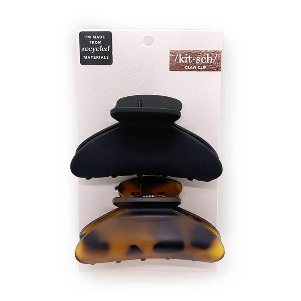 Kitsch Medium Claw Clips 2pc - Black &amp; Tort