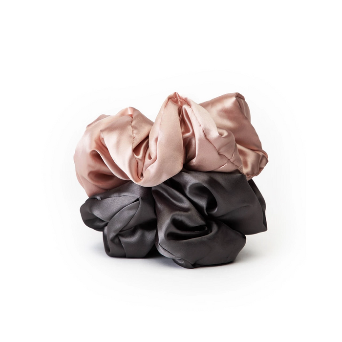 Kitsch Satin Sleep Pillow Scrunchies - Blush/Charcoal