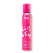 A pink aerosol can of Umberto Giannini Curl Whip Curl Activating Mousse 200ml.