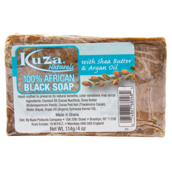 Kuza Naturals 100% African Black Soap With Shea Butter & Argan Oil 4oz