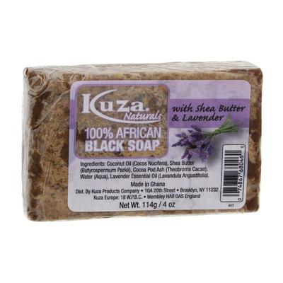Kuza Naturals 100% African Black Soap With Shea Butter & Lavender 4oz