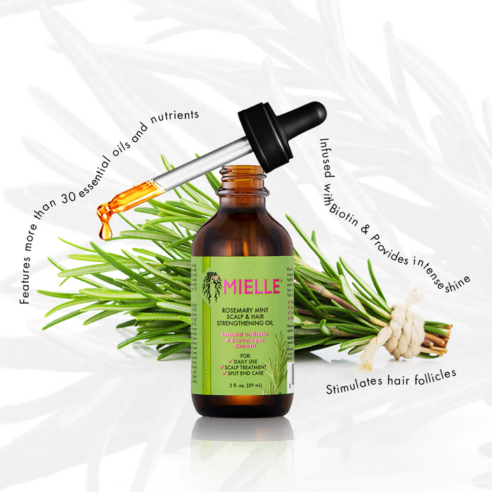 Mielle Organics Hair & Scalp Strengthening Oil Made in USA with Rosemary,  Peppermint & Biotin 59ml - كوينز كير